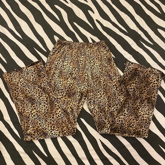 Y2K VELOUR CHEETAH PRINT PANTS - Picture 1 of 5